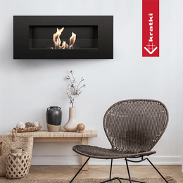 Wall mounted Bioethanol fireplace DELTA black TÜV