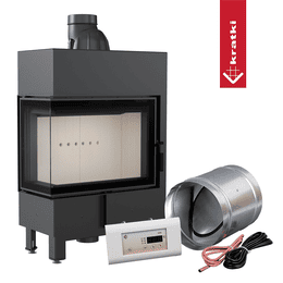 Smart steel fireplace KRATKI LUCY SLIM left 8 kW Ø 160 MSK
