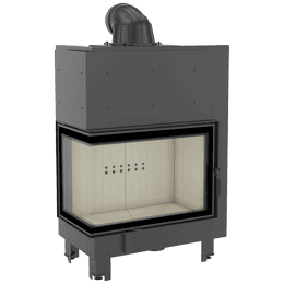 Kamineinsatz aus Stahl KRATKI MBA links 17 kW Ø 200 gebogenes Glas