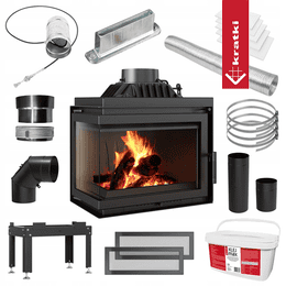 Cast iron fireplace KRATKI SIMPLE left 8 kW Ø 200 Set
