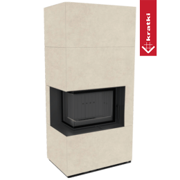 Modulaire haard KRATKI FLOKI BOX links 8 kW Ø 160 kwarts gesinterd FOKOS SALE zwart thermotec