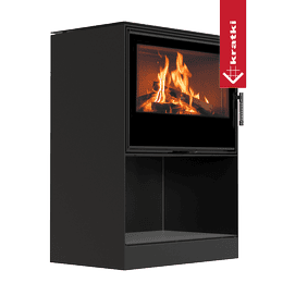 Stufa a legna in acciaio KRATKI KARI 80 Ø 180 12 kW spazio per il legno rivestimento nero thermotec