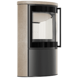 BJORN Ø 150 7kW freestanding steel stove, decorative GOLD SATIN storage ceramic, ceramic cover