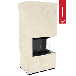 Semineu modular KRATKI FLOKI BOX 8 kW Ø 160 colt dreapta cuart sinterizat OXIDE BIANCO termotec negru