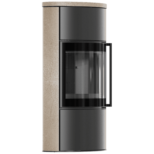 BJORN Ø 150 7kW free-standing steel stove High decorative GOLD SATIN storage ceramic; ceramic cover; black thermotec; with closing mechanism