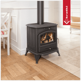 Wood burning cast iron stove KRATKI K6 Ø 130 8 kW with accessories