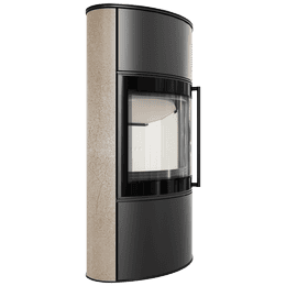 BJORN freestanding steel stove Ø 150 7kW High decorative GOLD SATIN storage ceramic; steel cover