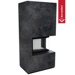 Kaminbausatz KRATKI FLOKI BOX rechts 8 kW Ø 160 Quarzsinter OSSIDO NERO