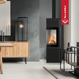 Soba din otel KRATKI TORA/S 8 kW Ø 150 cuart sinterizat Nero Assoluto