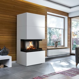 Moduļu kamīns KRATKI NBC/EASY BOX 7 kW Ø 160 tērauda korpuss Bianco