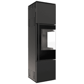 Estufa de leña de acero REN/M derecha Ø 150 7 kW revestimiento thermotec negro puerta de cierre automático