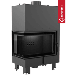 Vattenmantlad insatskamin Kratki MBM 12 kW Ø 180 Vänster med svart beklädnad