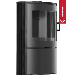 Fafűtéses acélkályha KRATKI AB/S/2 Ø 150 10 kW fekete cserépkályha fekete thermotec