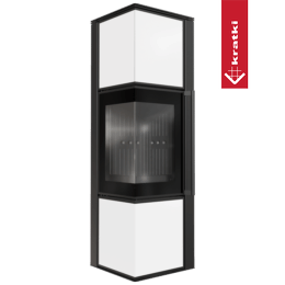Estufa de leña de acero KRATKI TORA/M 8 kW Ø 150 panel de vidrio blanco thermotec negro
