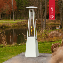 Chauffage extérieur Gaz Umbrella acier blanc 12 kW set
