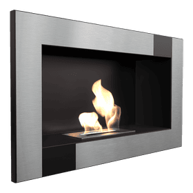 Wall mounted Bioethanol fireplace GOLF QUBE TÜV with glazing