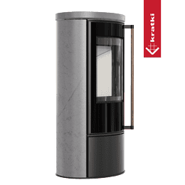 Stove ERIK Ø150 5.5kW GREY SATIN ceramic lid exotic wood handle Jatoba