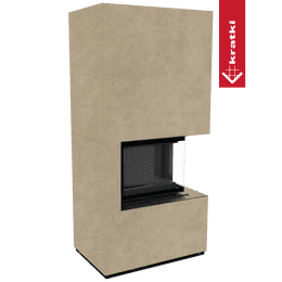 Modulárny krb KRATKI FLOKI BOX pravý 8 kW Ø 160 kremenný sintr FOKOS RENA čierny