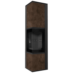 Estufa de leña de acero TORA/L 8 kW Ø 150 sinterizado de cuarzo OXIDE MORO thermotec negro puerta de cierre automático