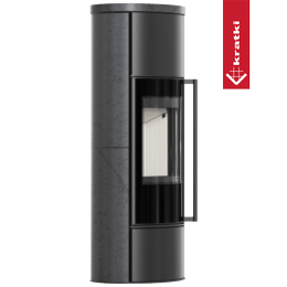 KRATKI ERIK steel stove Ø 150 5.5 kW High, decorative storage ceramics GRAFITE SATIN, ceramic cover