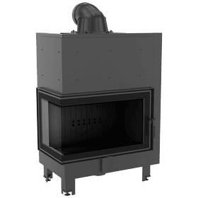 Steel fireplace MBO left 15 kW Ø 200 Bent glass black thermotec