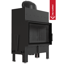 ατσάλινο ενεργειακό τζάκι KRATKI FLOKI M 10 kW Ø 200 μαύρο thermotec αυτοκλειόμενη πόρτα