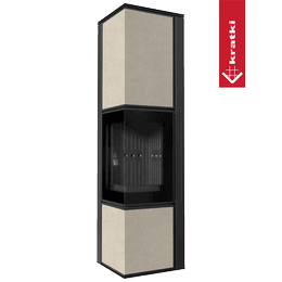 Houtgestookte stalen kachel KRATKI TORA/L 8 kW Ø 150 kwarts gesinterd FOKOS SALE zwarte thermotec zelfsluitende deur