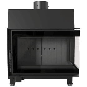 Steel fireplace SIMPLE right 6 kW Ø 150 black thermotec
