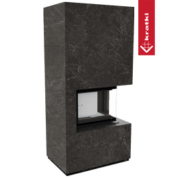 Murspis Kratki FLOKI BOX Ø 160 8 kW Höger kvartskomposit Nero Greco