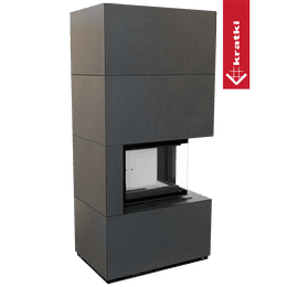 Modularni kamin KRATKI FLOKI desni 8 kW Ø 160 granitne ploče INDIAN BLACK