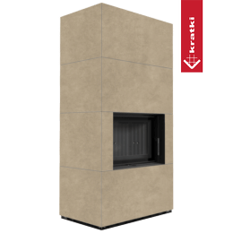 Modulinis židinys KRATKI FLOKI BOX 8 kW Ø 160 kvarcinis aglomeratas FOKOS RENA juodas termotekas