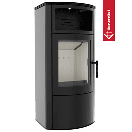 Fafűtéses acélkályha KRATKI TITAN Ø 150 11 kW önzáró ajtóval