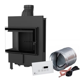 Insert cheminée intelligente LUCY SLIM gauche 8 kW Ø 160 revêtement noir MSK GLASS