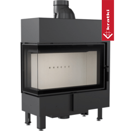 Kamineinsatz aus Stahl KRATKI LUCY SLIM links 10 kW Ø 160 mit Türfeder