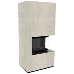 Kaminbausatz KRATKI FLOKI BOX rechts 8 kW Ø 160 Quarzsinter NATURALI PIETRA DI SAVOIA PERLA BOCCIARDATA schwarz Verkleidung