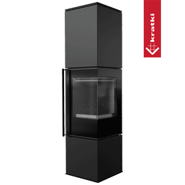 Wood burning steel stove KRATKI REN/L right Ø 150 7 kW black thermotec self closing door