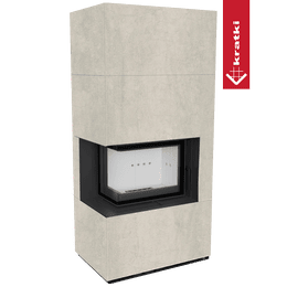 Modulární krb KRATKI FLOKI BOX levá 8 kW Ø 160 křemenný sintr NATURALI PIETRA DI SAVOIA PERLA BOCCIARDATA