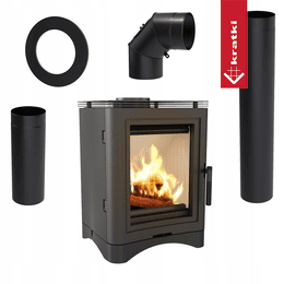 Estufa de leña de hierro fundido ECO KRATKI K5 7 kW Ø 150 con accesorios