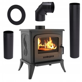 Wood burning cast iron stove K7 Ø 130 5 kW with accessories