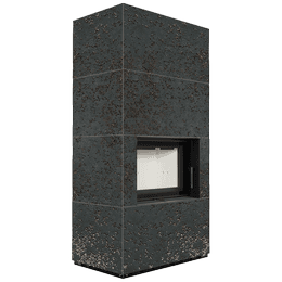 Moduļu kamīns KRATKI FLOKI BOX 8 kW Ø 160 kvarca aglomerāts OXIDE NERO