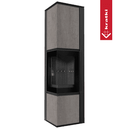 Soba din otel KRATKI TORA/L 8 kW Ø 150 cuart sinterizat NATURALI PIETRA DI SAVOIA GRIGIA BOCCIARDATA termotec negru