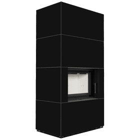 Modular fireplace FLOKI BOX 8 kW Ø 160 quartz sinter NERO ASSOLUTO self closing door