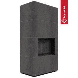 Αρθρωτό τζάκι KRATKI FLOKI BOX 8 kW Ø 160 quartz sinter NATURALI PIETRA DI SAVOIA ANTRANCITE BOCCIARDATA μαύρο thermotec