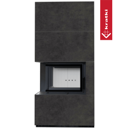 Modulárny krb KRATKI FLOKI BOX ľavý 8 kW Ø 160 kremenný spekáč FOKOS GRAFITE