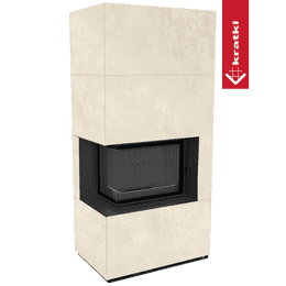 Αρθρωτό τζάκι KRATKI FLOKI BOX αριστερά 8 kW Ø 160 χαλαζιακό πυροσυσσωματωμένο OXIDE BIANCO μαύρο thermotec