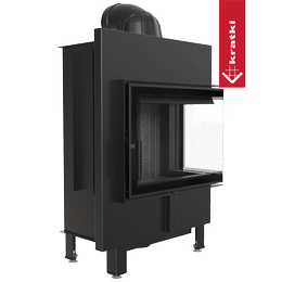 Steel fireplace KRATKI LUCY SLIM right 8 kW Ø 160 black thermotec