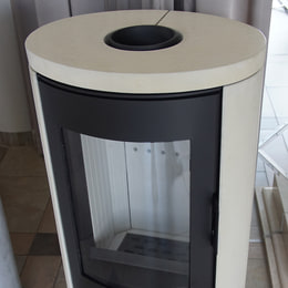 Piec stalowy KOZA AB S/DR 8 kW Ø 150 beton krem