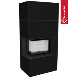 Chimenea modular KRATKI FLOKI BOX izquierdo 8 kW Ø 160 Sinter de cuarzo NERO ASSOLUTO puerta de cierre automático