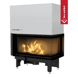 Oceľový krb KRATKI NADIA pravý 14 kW Ø 200 Zdvíhací čierny thermotec