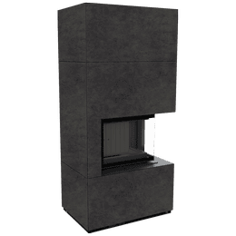 Kaminbausatz KRATKI FLOKI BOX rechts 8 kW Ø 160 Quarzsinter FOKOS GRAFITE schwarz Verkleidung